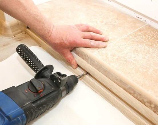 Installation Doorstep Indoors Drill Hands Renovation Carpet Installing